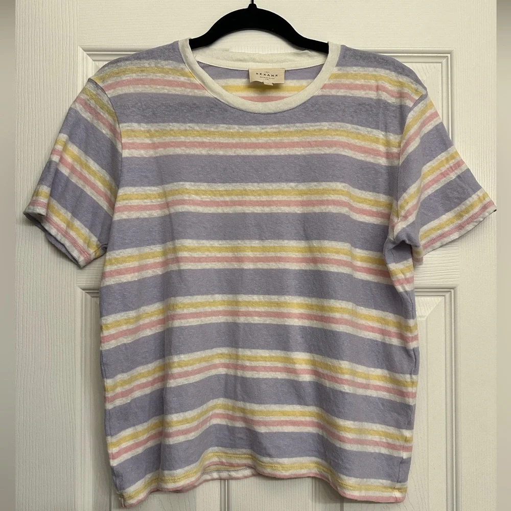 Sezane Constance Striped Tee in Lavender, Pink, Yellow - Small - Picture 1 of 6